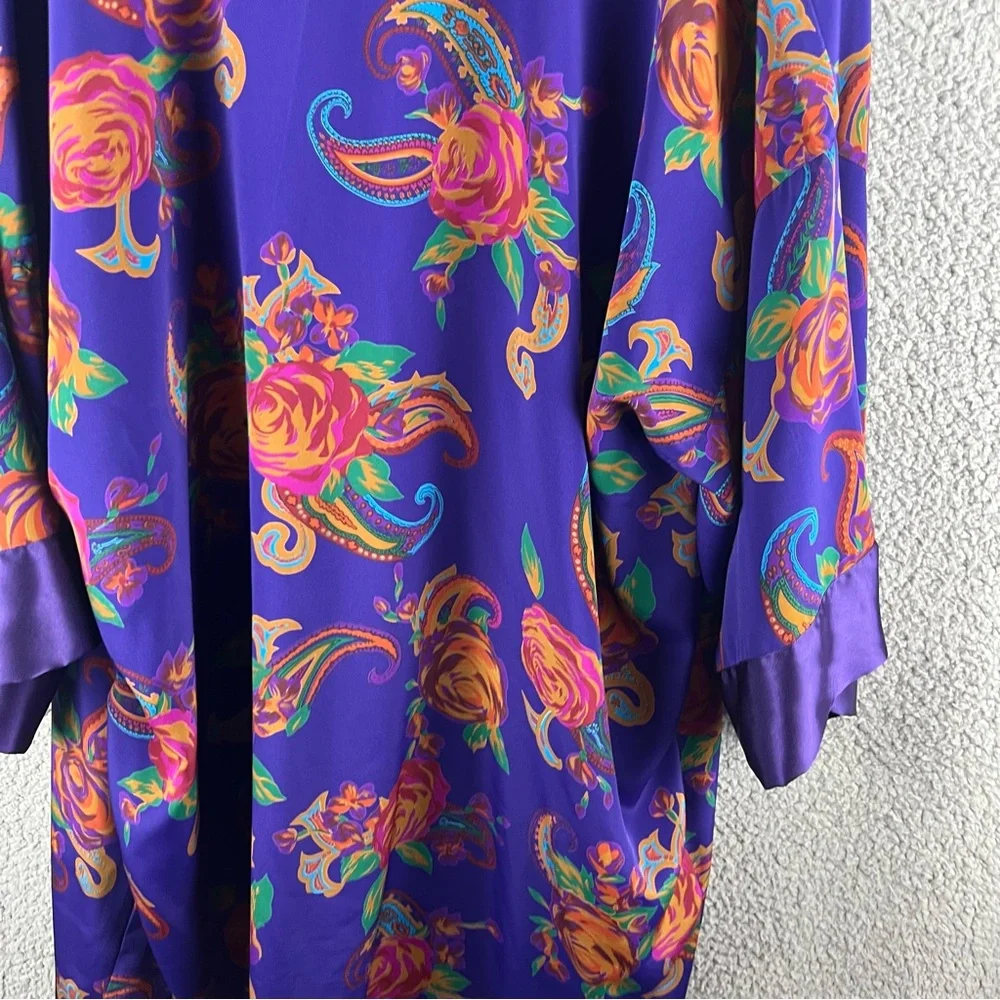 Victoria Secret Women’s One Size Gold Label‎ Purple Floral Rose Robe Vintage